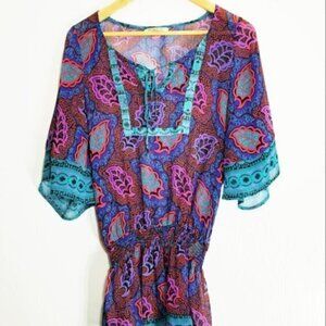 NWOT Arden B. Paisley Boho Sheer Top